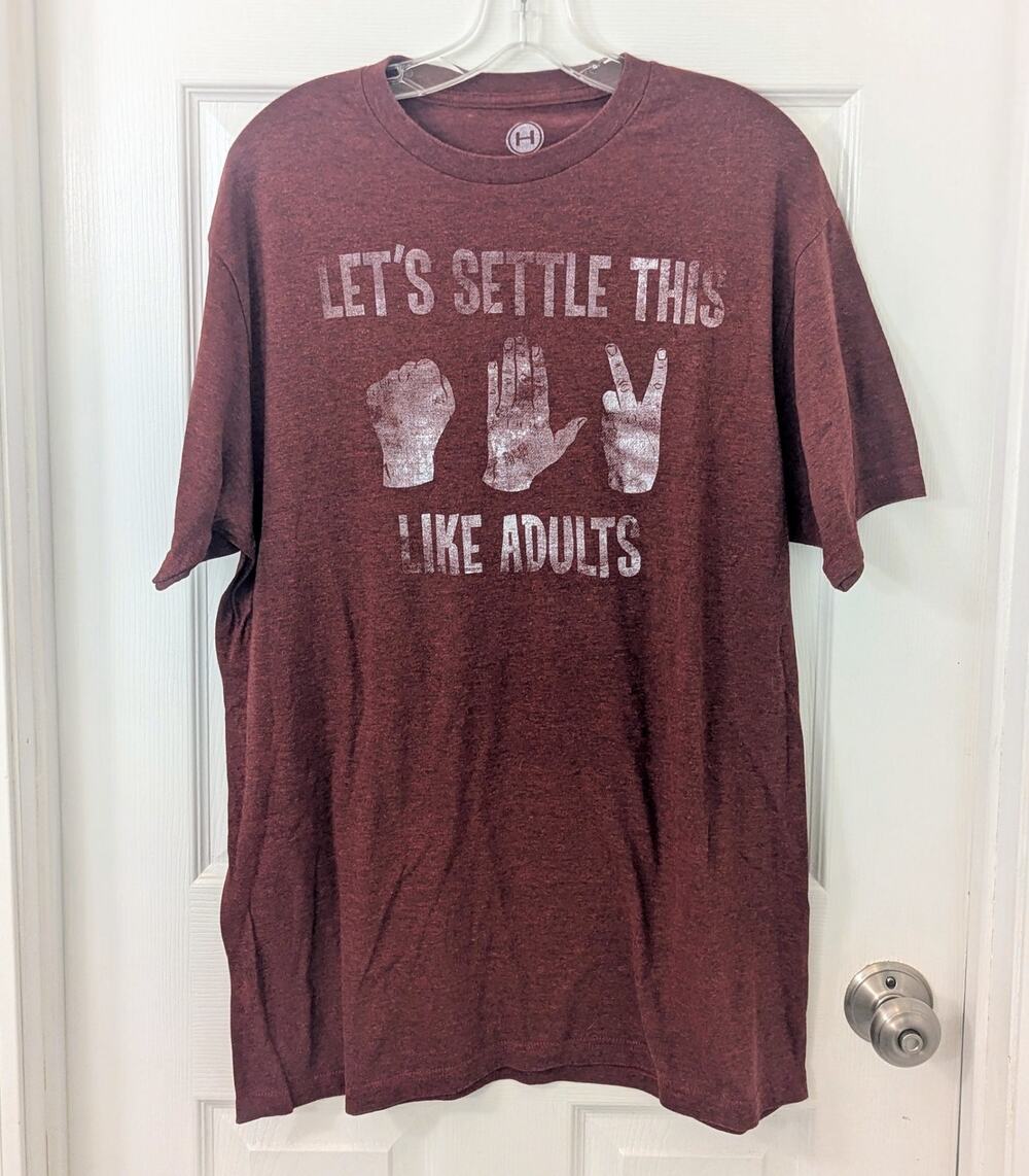 Hybrid Originals XXL Let's Settle This Like Adults Rock Paper Scissors Tee